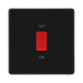 Front view of BG Flatplate Screwless Matt Black 45A Cooker Switch