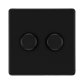 Front view of BG Flatplate Screwless Matt Black 2G Dimmer Switch