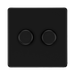 Front view of BG Flatplate Screwless Matt Black 2G Dimmer Switch