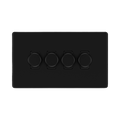 Front view of BG Flatplate Screwless Matt Black 4G Dimmer Switch