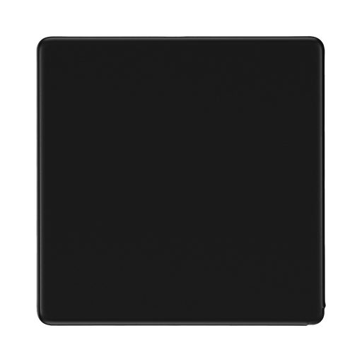 Front view of BG Flatplate Screwless Matt Black Single Blank Plate