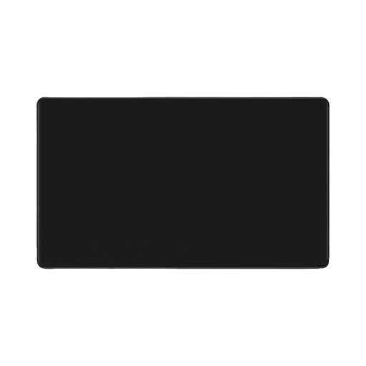 Front view of BG Flatplate Screwless Matt Black Double Blank Plate