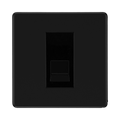 Front view of BG Flatplate Screwless Matt Black Master Telephone Socket