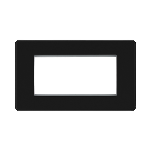 Front view of BG Flatplate Screwless Matt Black 4G Euro Plate