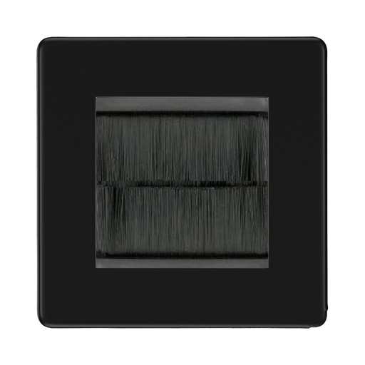BG Flatplate Screwless Matt Black 2G Cable Brush Outlet FFBEMS2BR