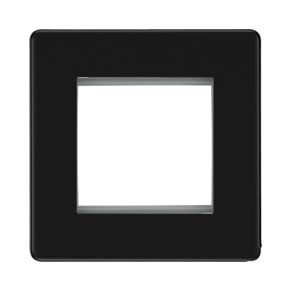 BG Flatplate Screwless Matt Black 2G Euro Plate FFBEMS2