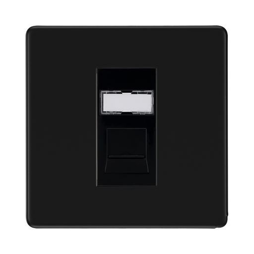 BG Flatplate Screwless Matt Black RJ45 Cat6 Data Outlet FFBRJ4516
