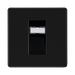 Front view of BG Flatplate Screwless Matt Black RJ45 Cat5E Data Outlet