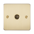 Knightsbridge Flat Plate Brushed Brass 1G Non-Isolated TV Outlet FP0100BB - product view