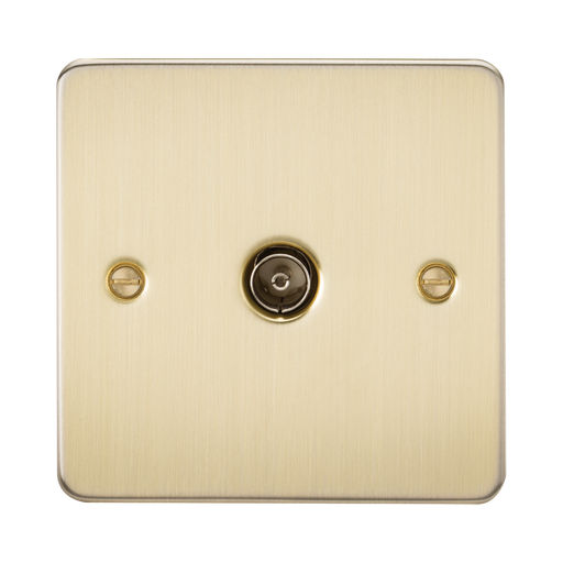 Knightsbridge Flat Plate Brushed Brass 1G Non-Isolated TV Outlet FP0100BB - product view