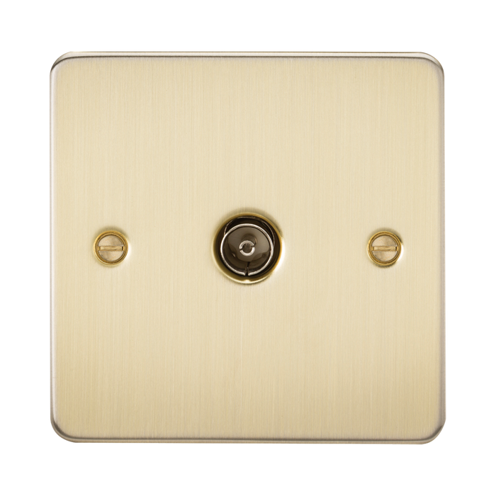 Knightsbridge Flat Plate Brushed Brass 1G Non-Isolated TV Outlet FP0100BB - product view