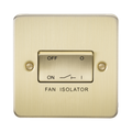 Knightsbridge Flat Plate Brushed Brass 10A 3 Pole Fan Isolator Switch FP1100BB - product view
