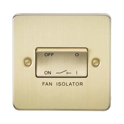 Knightsbridge Flat Plate Brushed Brass 10A 3 Pole Fan Isolator Switch FP1100BB - product view