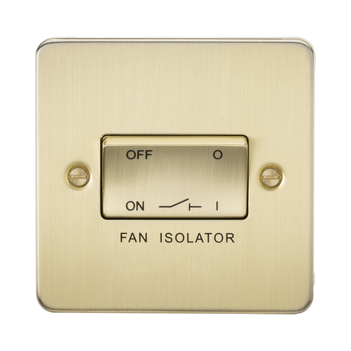 Knightsbridge Flat Plate Brushed Brass 10A 3 Pole Fan Isolator Switch FP1100BB - product view