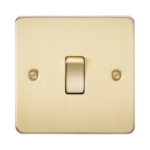 Knightsbridge Flat Plate Brushed Brass 10AX Intermediate Light Switch FP1200BB - product view
