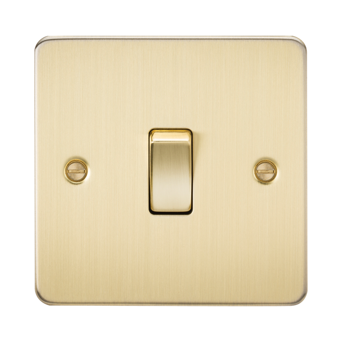 Knightsbridge Flat Plate Brushed Brass 10AX Intermediate Light Switch FP1200BB - product view