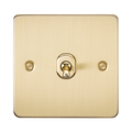 Knightsbridge Flat Plate Brushed Brass 10AX 1G Intermediate Toggle Switch FP12TOGBB - product view