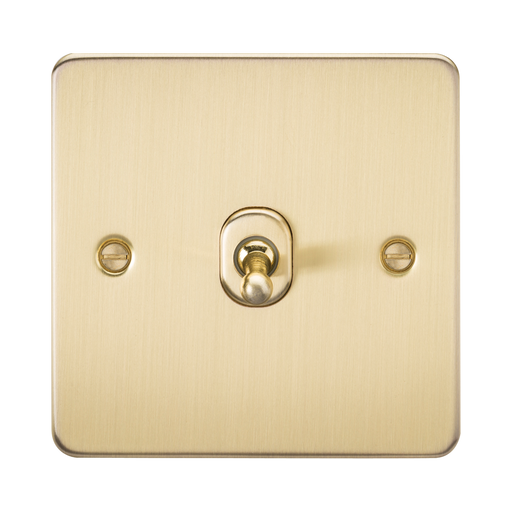 Knightsbridge Flat Plate Brushed Brass 10AX 1G Intermediate Toggle Switch FP12TOGBB - product view