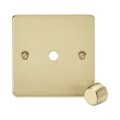 Knightsbridge Flat Plate Brushed Brass 1G Dimmer Plate with Metal Dimmer Cap FP1DIMBB - product view