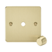 Knightsbridge Flat Plate Brushed Brass 1G Dimmer Plate with Metal Dimmer Cap FP1DIMBB - product view