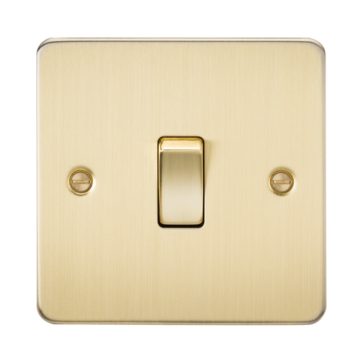 Knightsbridge Flat Plate Brushed Brass 10AX 1G Light Switch FP2000BB - product view