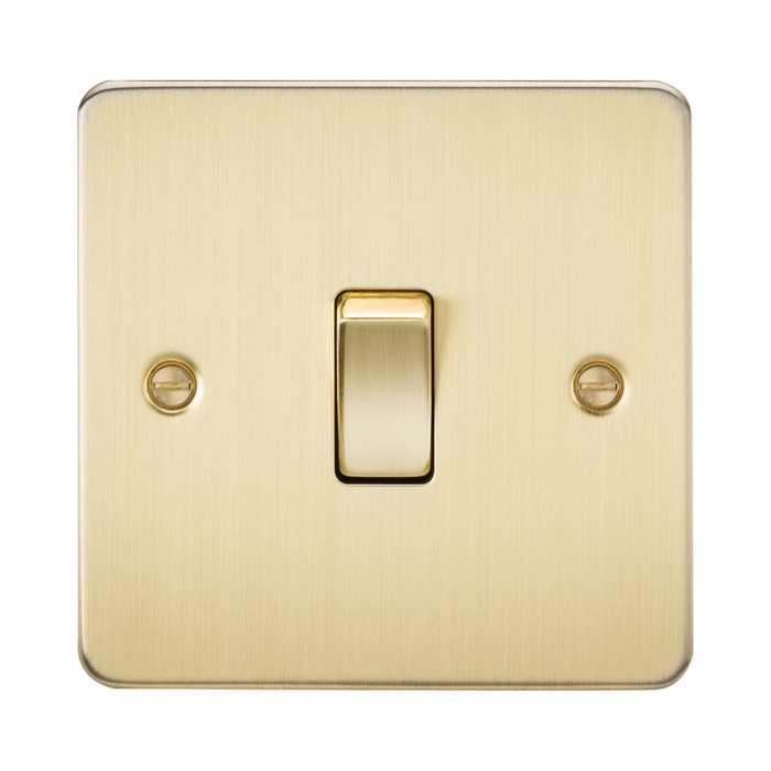 Knightsbridge Flat Plate Brushed Brass 10AX 1G Light Switch FP2000BB - product view