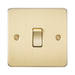 Knightsbridge Flat Plate Brushed Brass 10AX 1G Light Switch FP2000BB - product view