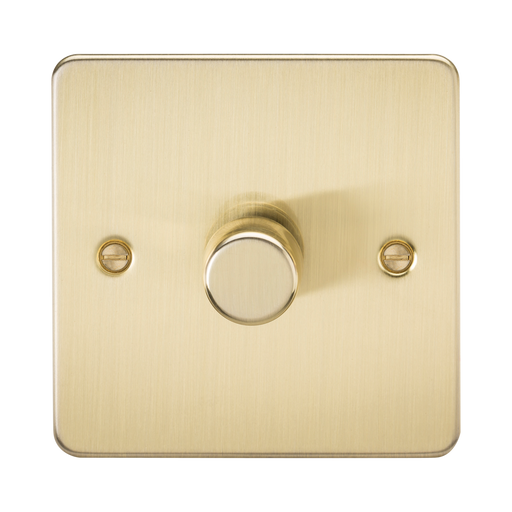 Knightsbridge Flat Plate Brushed Brass 1G Dimmer FP2191BB - product view