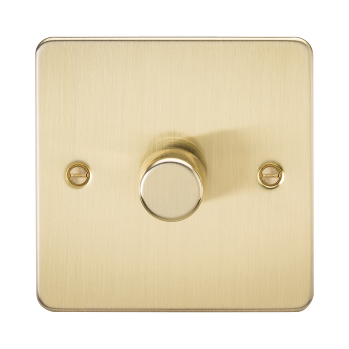 Knightsbridge Flat Plate Brushed Brass 1G Dimmer FP2191BB - product view