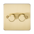 Knightsbridge Flat Plate Brushed Brass 2G Dimmer FP2192BB - product view