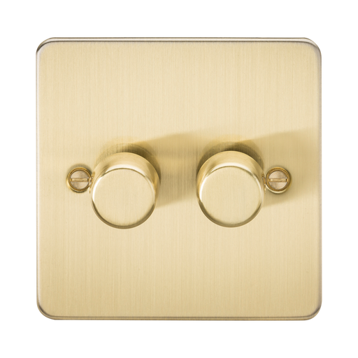 Knightsbridge Flat Plate Brushed Brass 2G Dimmer FP2192BB - product view