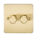 Knightsbridge Flat Plate Brushed Brass 2G Dimmer FP2192BB - product view