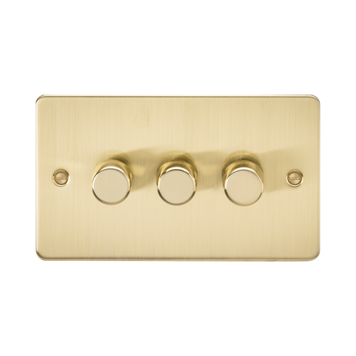 Knightsbridge Flat Plate Brushed Brass 3G Dimmer FP2193BB - product view