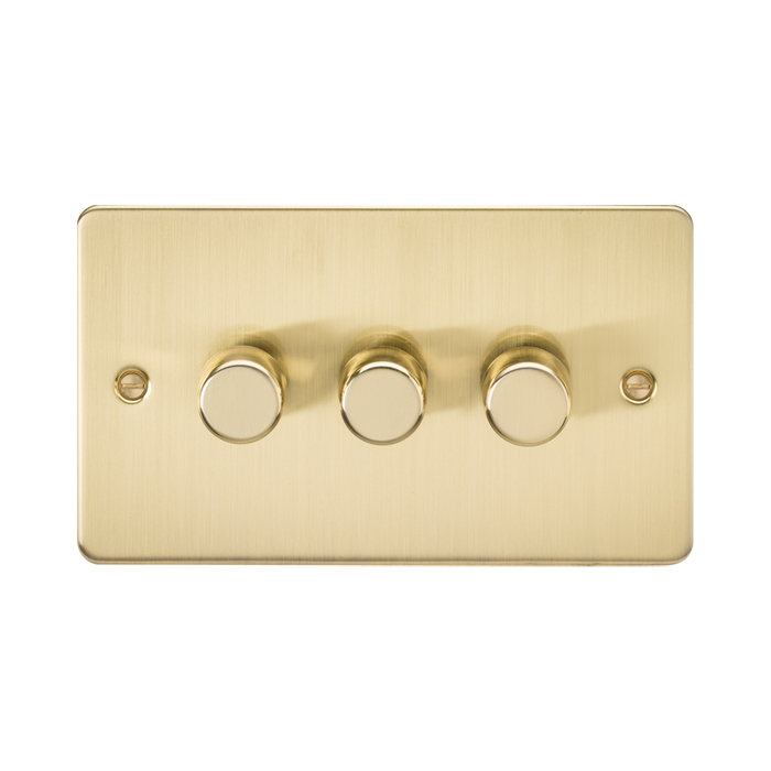 Knightsbridge Flat Plate Brushed Brass 3G Dimmer FP2193BB - product view