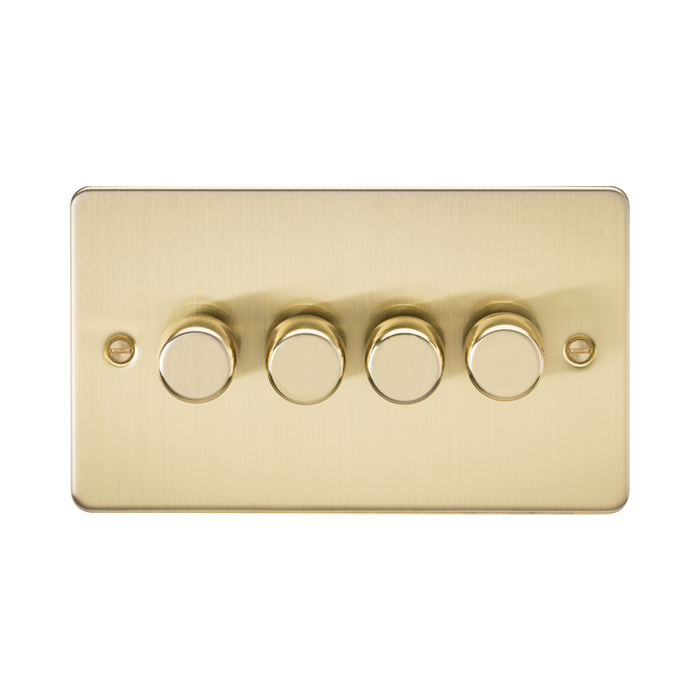 Knightsbridge Flat Plate Brushed Brass 4G Dimmer FP2194BB - product view