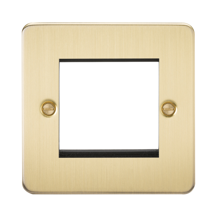 Knightsbridge Flat Plate Brushed Brass 2G Modular Faceplate FP2GBB - product view