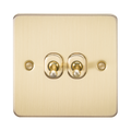 Knightsbridge Flat Plate Brushed Brass 10AX 2G Toggle Switch FP2TOGBB - product view