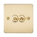 Knightsbridge Flat Plate Brushed Brass 10AX 2G Toggle Switch FP2TOGBB - product view