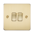 Knightsbridge Flat Plate Brushed Brass 10AX 2G Light Switch FP3000BB - product view