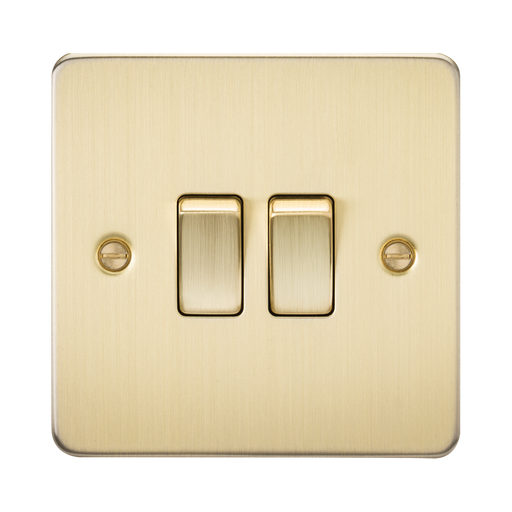 Knightsbridge Flat Plate Brushed Brass 10AX 2G Light Switch FP3000BB - product view