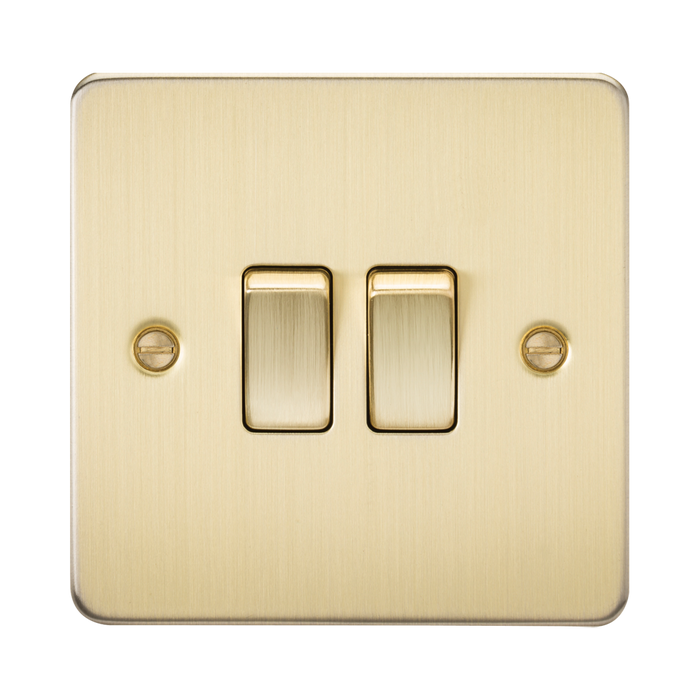 Knightsbridge Flat Plate Brushed Brass 10AX 2G Light Switch FP3000BB - product view