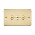 Knightsbridge Flat Plate Brushed Brass 10AX 3G Toggle Switch FP3TOGBB - product view