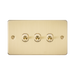 Knightsbridge Flat Plate Brushed Brass 10AX 3G Toggle Switch FP3TOGBB - product view