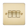 Knightsbridge Flat Plate Brushed Brass 10AX 3G Light Switch FP4000BB - product view