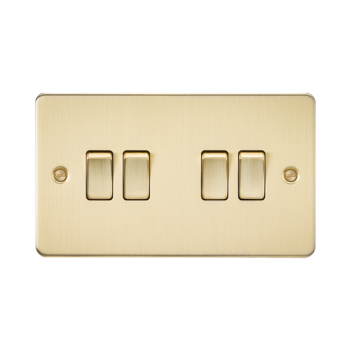 Knightsbridge Flat Plate Brushed Brass 10AX 4G Light Switch FP4100BB - product view