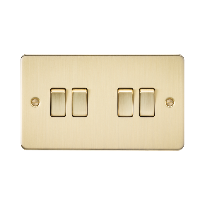 Knightsbridge Flat Plate Brushed Brass 10AX 4G Light Switch FP4100BB - product view