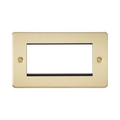 Knightsbridge Flat Plate Brushed Brass 4G Modular Faceplate FP4GBB - product view