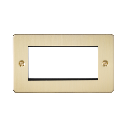 Knightsbridge Flat Plate Brushed Brass 4G Modular Faceplate FP4GBB