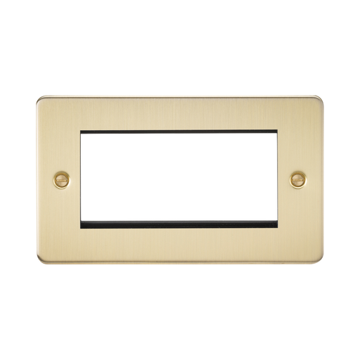 Knightsbridge Flat Plate Brushed Brass 4G Modular Faceplate FP4GBB - product view