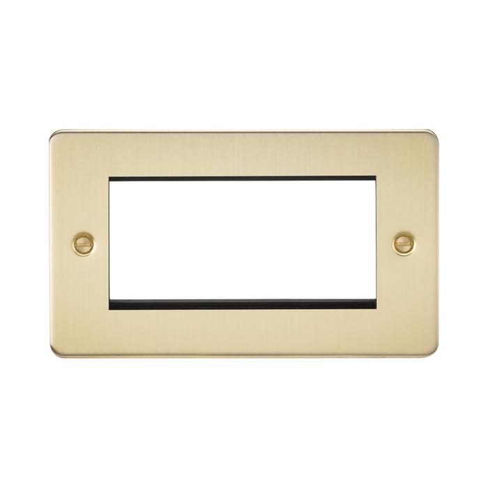 Knightsbridge Flat Plate Brushed Brass 4G Modular Faceplate FP4GBB - product view